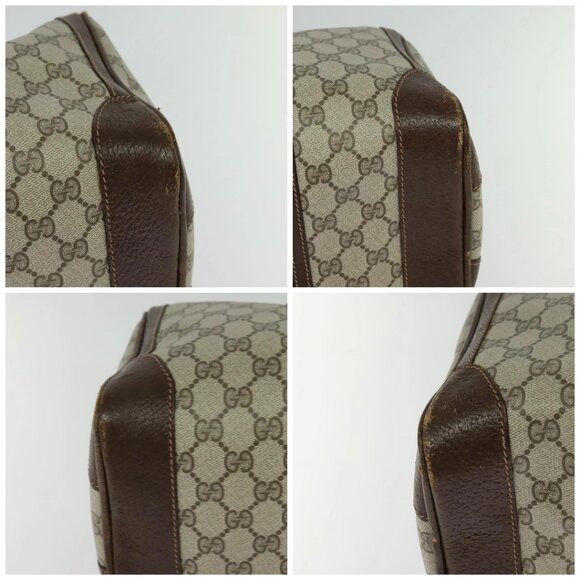 GUCCI GG Supreme Web Sherry Line Hand Bag PVC Beige Gold Red Auth sw234 - Picture 15 of 15